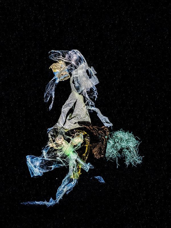 The Knight (2023) by Alexej Sachov. Conceptual photography, marine debris sculpture, Chronicles of an Emerging Diversity. Photo Basel 2026, Solo Booth A9, Volkshaus Basel.